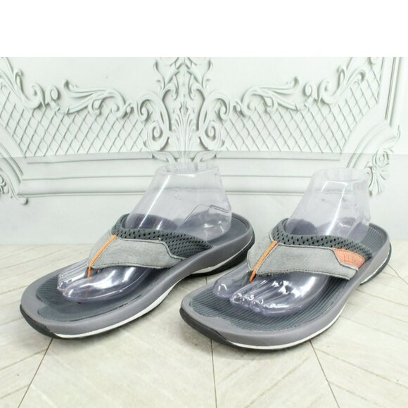 LL Bean Swift River Gray Suede Slip On Perforated Sports Flip-Flops Size 9 M - Picture 9 of 9